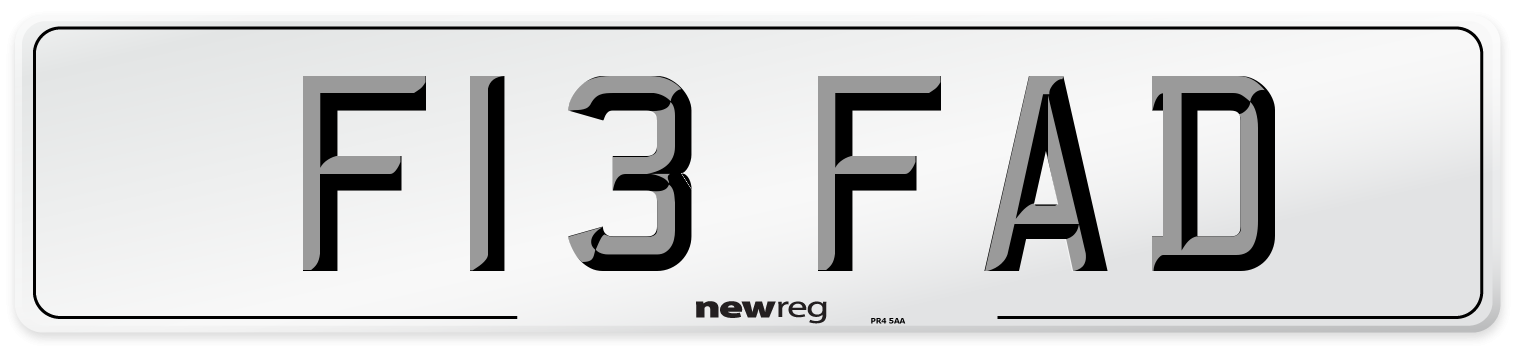 F13 FAD Number Plate from New Reg